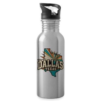 Texas Dallas Retro  - Trinkflasche mit integriertem Trinkhalm - Lightsilver - Rechts