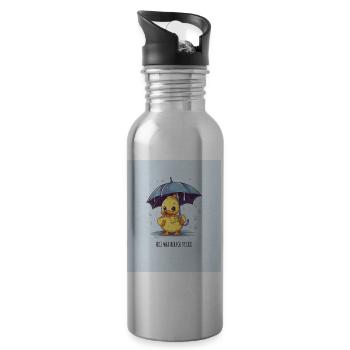Nice Weather for Ducks – Enten Poster - Trinkflasche mit integriertem Trinkhalm - Lightsilver - Rechts
