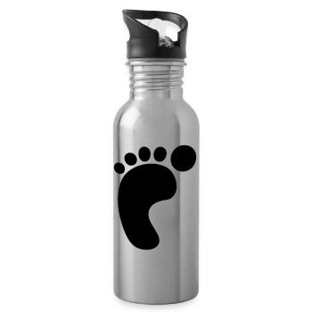 footprint kids - Water bottle with straw - silver - Right