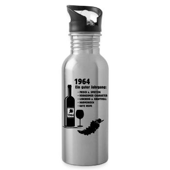 Geburtstag Jahrgang 1964 - Trinkflasche mit integriertem Trinkhalm - Lightsilver - Rechts