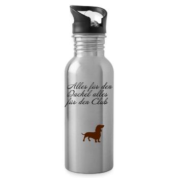 Dackel - Trinkflasche mit integriertem Trinkhalm - Lightsilver - Rechts