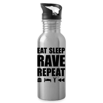 eat sleep rave repeat Icons Techno Festival Spruch - Trinkflasche mit integriertem Trinkhalm - Lightsilver - Rechts