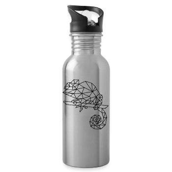 caméléon | graphiques de polygone - Gourde avec paille intégrée - argent clair - Droite
