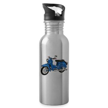 Simson Schwalbe blau - Trinkflasche mit integriertem Trinkhalm - Lightsilver - Rechts