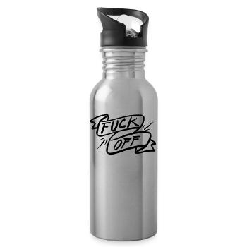 Fuck Off! - Trinkflasche mit integriertem Trinkhalm - Lightsilver - Rechts