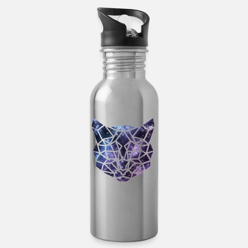 Galaxy Cat Origami - Trinkflasche mit integriertem Trinkhalm - Lightsilver