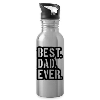 stamp text dad best ever love dad best world v - Water bottle with straw - silver - Right