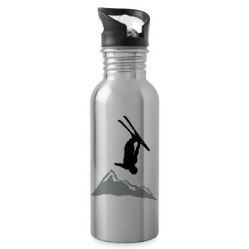 freefall_mountain - Water bottle with straw - silver - Right