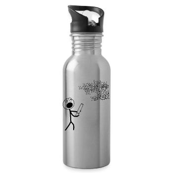 Stick figure confetti! Black! Gift! party - Water bottle with straw - silver - Right