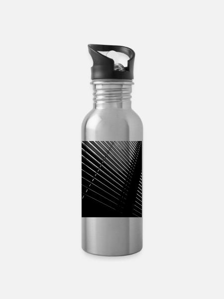 Streifen schwarz transparent - Trinkflasche mit integriertem Trinkhalm - Lightsilver