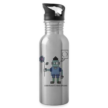 Roboter - Trinkflasche mit integriertem Trinkhalm - Lightsilver - Rechts