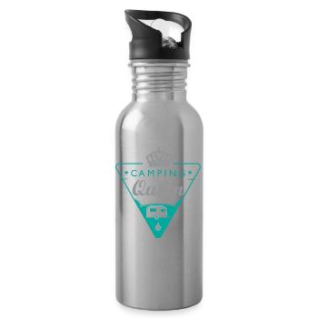 Camping Shirt Queen - Water bottle with straw - silver - Right