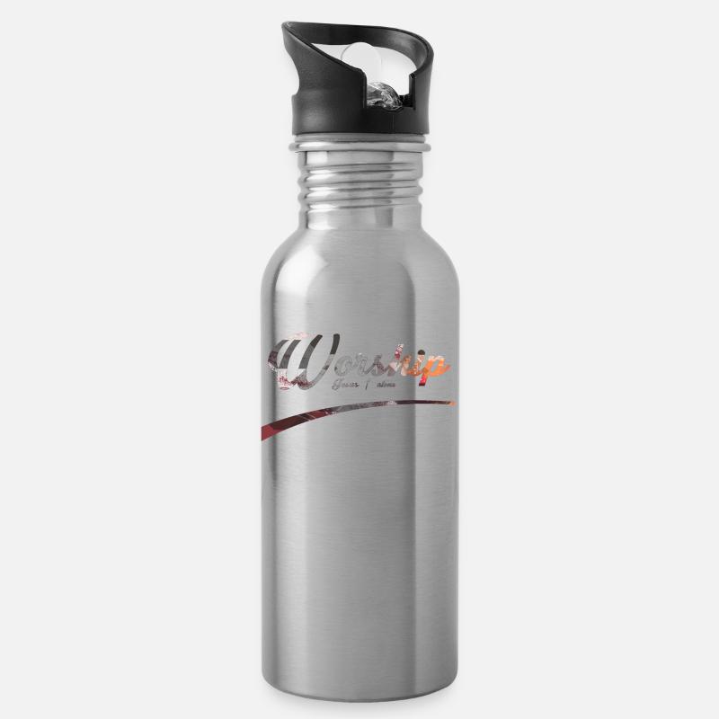 Worship - Trinkflasche mit integriertem Trinkhalm - Lightsilver