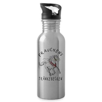 Lustige Pferde Tasse Frauchens Tränkebecken - Trinkflasche mit integriertem Trinkhalm - Lightsilver - Rechts