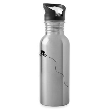 Mountainbiker fährt bergauf mit kurviger Spurlinie - Trinkflasche mit integriertem Trinkhalm - Lightsilver - Rechts