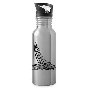 Sailboat on the wind - Water bottle with straw - silver - Right
