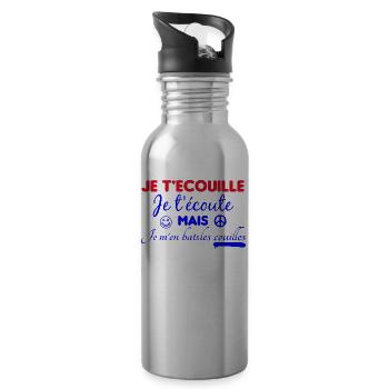 T shirt je t'écouille je t'écoute - Gourde avec paille intégrée - argent clair - Droite