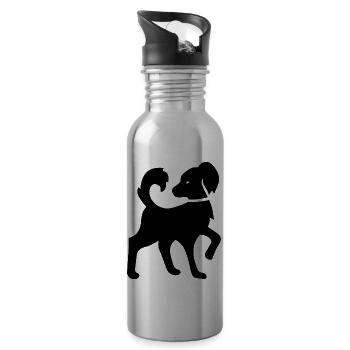 Dog dog - Water bottle with straw - silver - Right