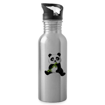 Funny Panda Lover Girl Woman Quote Saying Phrase - Water bottle with straw - silver - Right
