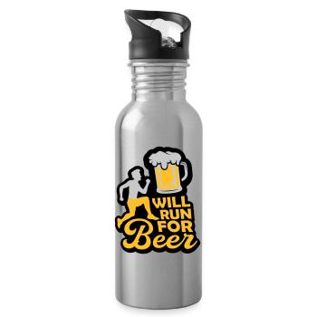Running for beer - Water bottle with straw - silver - Right
