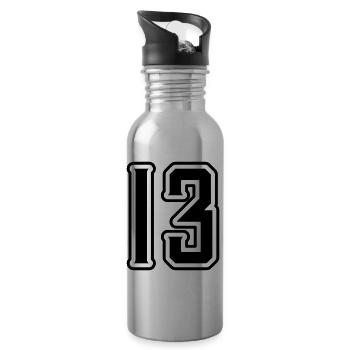 13 Symbole numérique - Gourde avec paille intégrée - argent clair - Droite