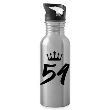 54 Couronne de numéros - Gourde avec paille intégrée - argent clair - Droite