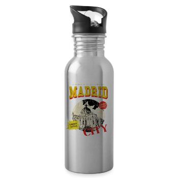 Madrid Espagne City Skyline Vintage Rétro - Gourde avec paille intégrée - argent clair - Droite