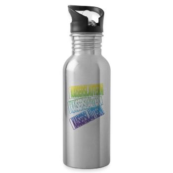 Kaiserslautern Germany City Font Skyline - Water bottle with straw - silver - Right