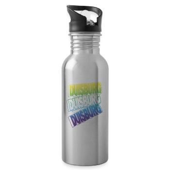 Duisburg Deutschland Stadt Schrift Skyline Heimat - Trinkflasche mit integriertem Trinkhalm - Lightsilver - Rechts