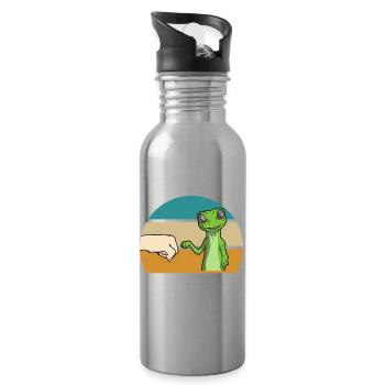 Gecko - Trinkflasche mit integriertem Trinkhalm - Lightsilver - Rechts