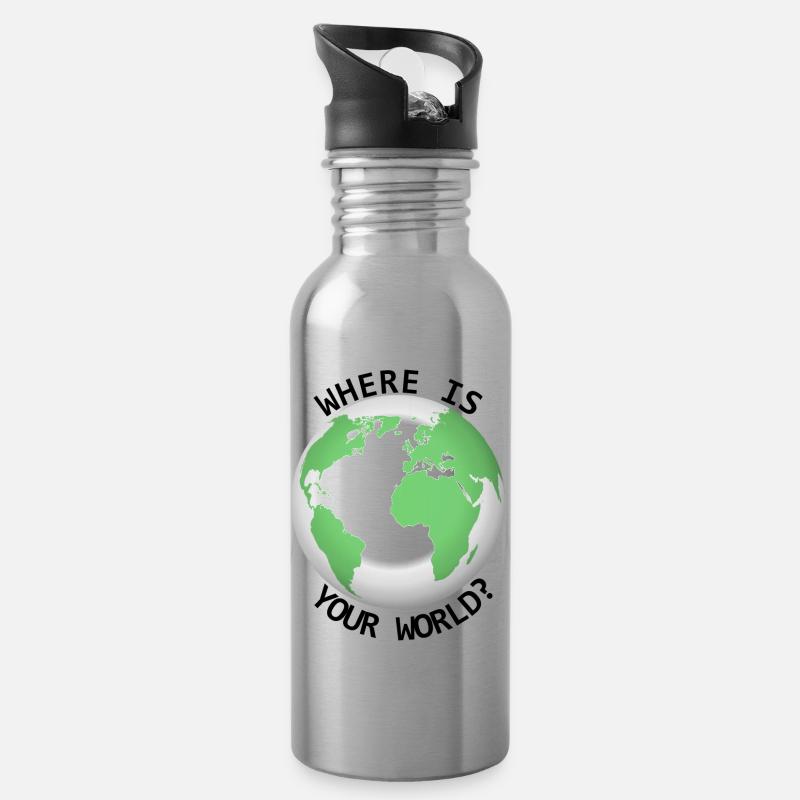Where is your world - Water bottle with straw - silver