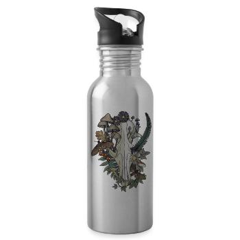 Herbstlicher Fuchs Skul - Trinkflasche mit integriertem Trinkhalm - Lightsilver - Rechts