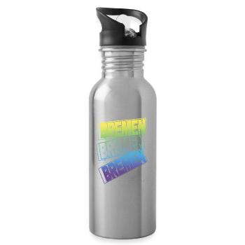 Bremen Germany City Font Skyline Home - Water bottle with straw - silver - Right