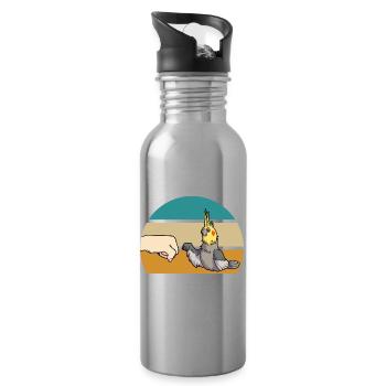 Cockatiels | Cockatiel Pet Gift - Water bottle with straw - silver - Right