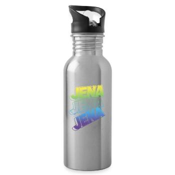 Jena Germany City Font Skyline Home - Water bottle with straw - silver - Right