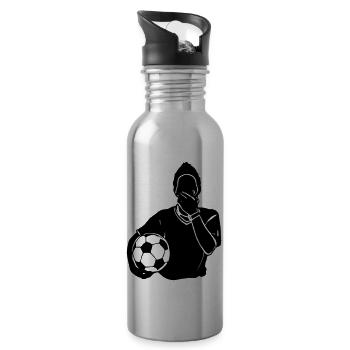 Menschenrechte Fussball Turnier Demonstration Mund - Trinkflasche mit integriertem Trinkhalm - Lightsilver - Rechts