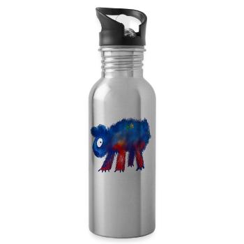 Animal coloré - Gourde avec paille intégrée - argent clair - Droite