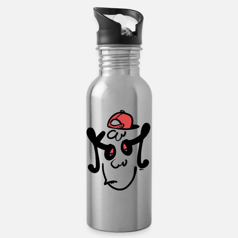 Cool Boy - Trinkflasche mit integriertem Trinkhalm - Lightsilver