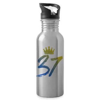 37 Couronne numérique - Gourde avec paille intégrée - argent clair - Droite