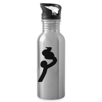 Lines Zigzag Shape Emblem Silhouette Abstract - Water bottle with straw - silver - Right