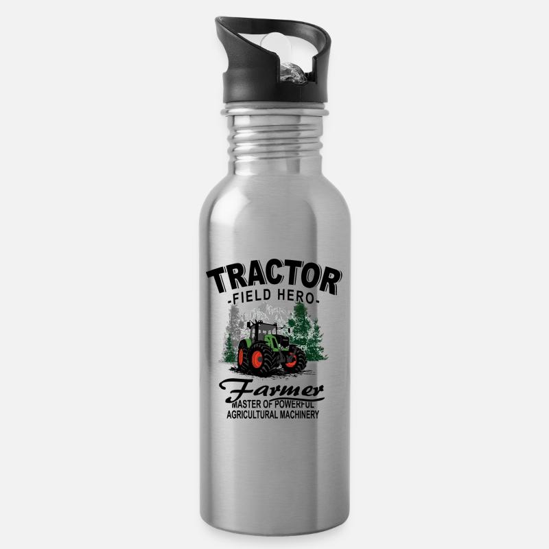 Traktor - Schlepper - Landwirt - Bauer - Trinkflasche mit integriertem Trinkhalm - Lightsilver