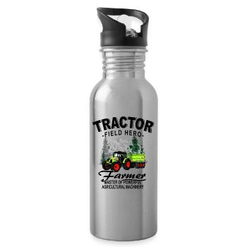 Tractor - Tractor - Farmer - Farmer - Water bottle with straw - silver - Right