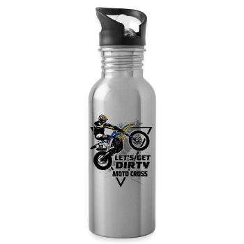 Moto Cross - Motocross - Supercross - Water bottle with straw - silver - Right