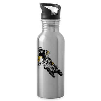 Supercross - Moto Cross - Motocross - Water bottle with straw - silver - Right