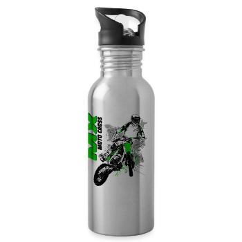 Moto Cross - Motocross - Supercross - Water bottle with straw - silver - Right