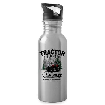 Tracteur - Tracteur - Agriculteur - Agriculteur - Gourde avec paille intégrée - argent clair - Droite