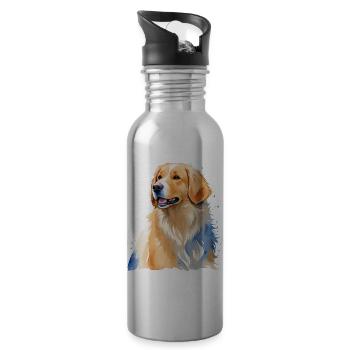 Golden Retriever - Water bottle with straw - silver - Right