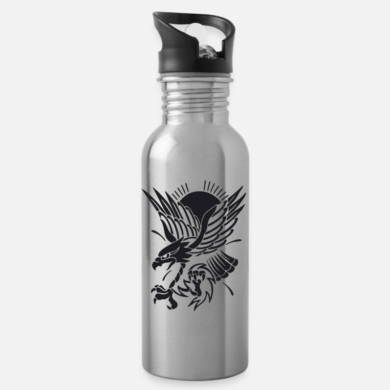 Aigle approchant - Gourde avec paille intégrée - argent clair