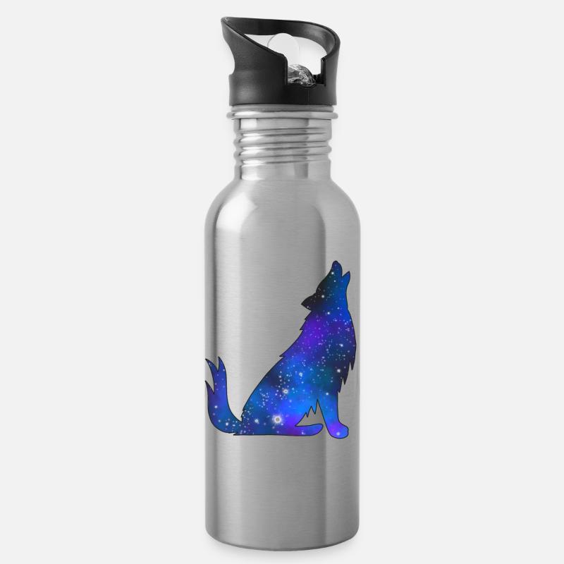 Loup de la galaxie - Gourde avec paille intégrée - argent clair