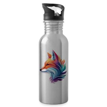 Bunter Fuchs - Trinkflasche mit integriertem Trinkhalm - Lightsilver - Rechts